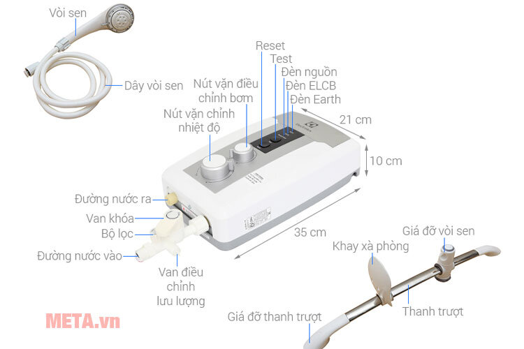 Máy nước nóng trực tiếp có bơm trợ lực Electrolux EWE451HB-DWS2 (4500W)