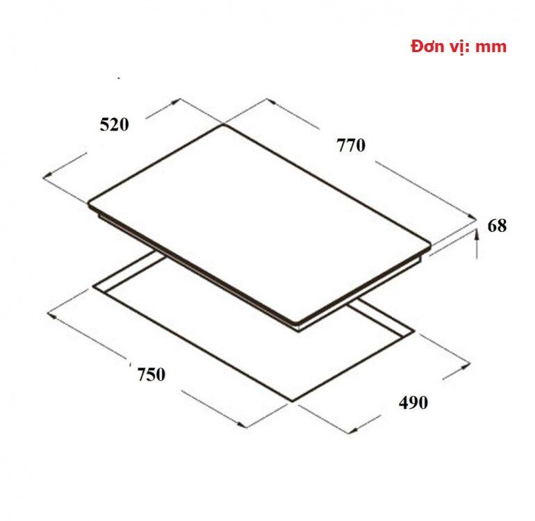 Bếp từ âm 4 vùng nấu Cata ISB 704 BK