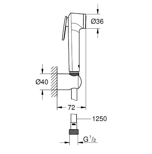 Bản vẽ kỹ thuật vòi xịt vệ sinh 26354000 Grohe