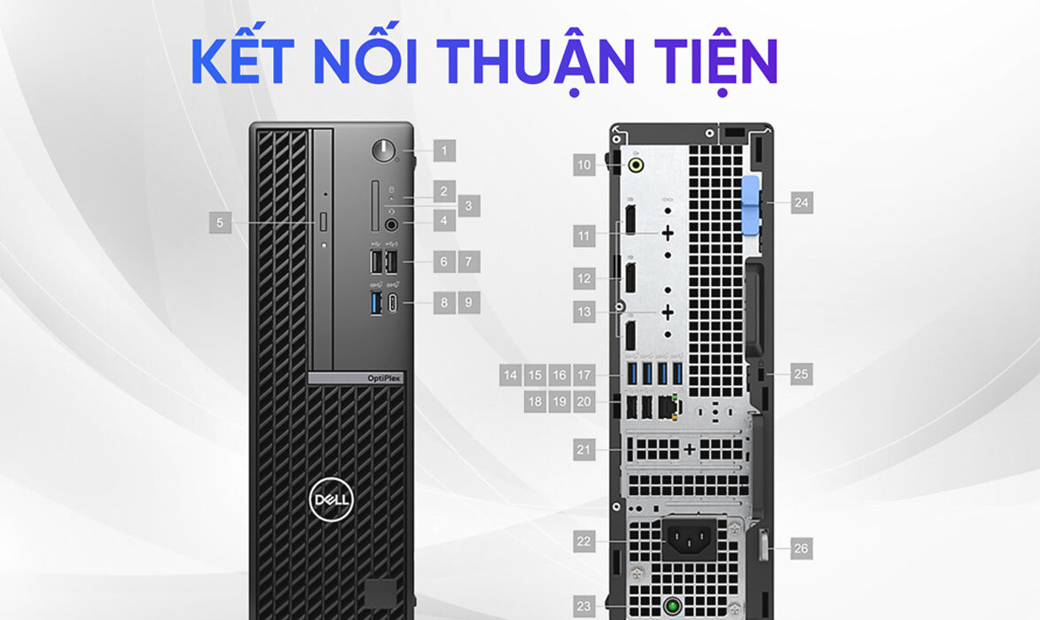 PC Dell Optiplex 7010 SFF S7010-13500-08512W có cổng kết nối đa dạng