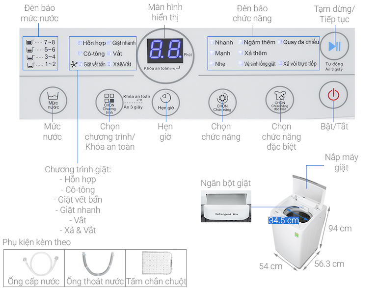 Máy giặt Whirlpool VWVC8502FW - 8.5 kg
