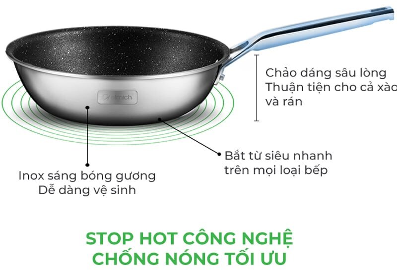 Chảo có khả năng bắt từ nhanh dùng trên mọi loại bếp