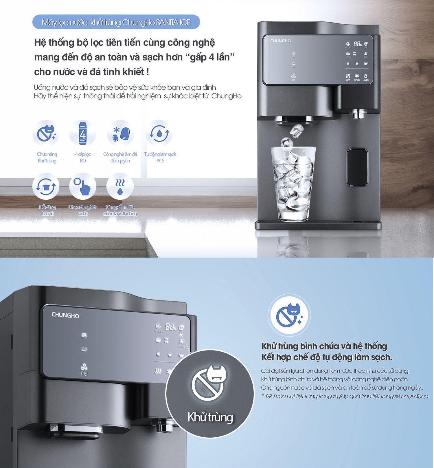 Máy lọc nước ChungHo có làm đá Máy lọc nước ChungHo