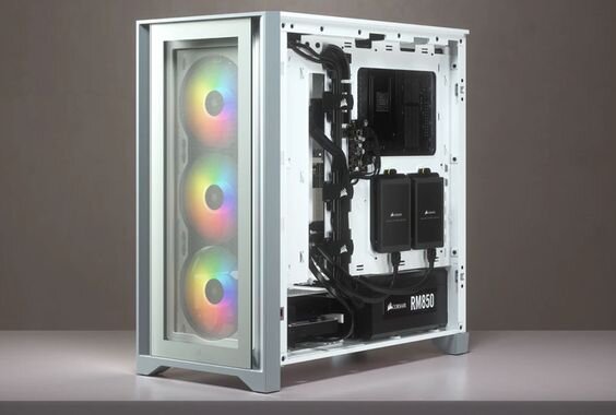 Vỏ Case Corsair iCUE 4000X RGB TG White 5