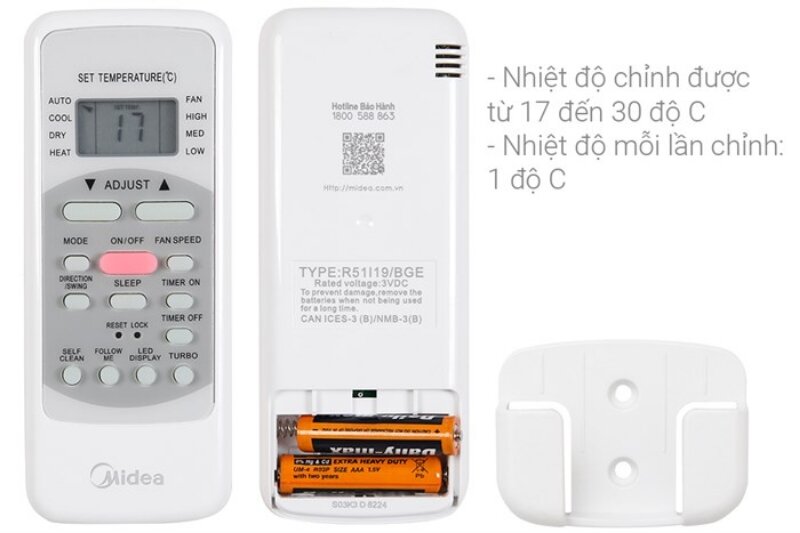 Điều hòa Midea 9000 BTU 1 chiều MSAFA-10CRN8 gas R-32