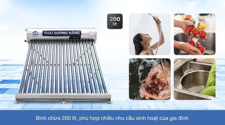 Bình nóng lạnh thái dương năng Sơn Hà 200 lít Nano 58-200