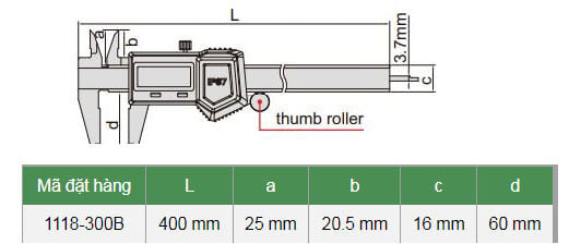 Kích thước của Insize 1118-300B Insize 1118-300B