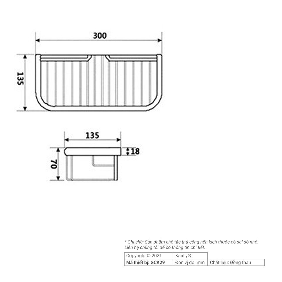 Bản vẽ kệ góc nhà tắm Kanly GCK29