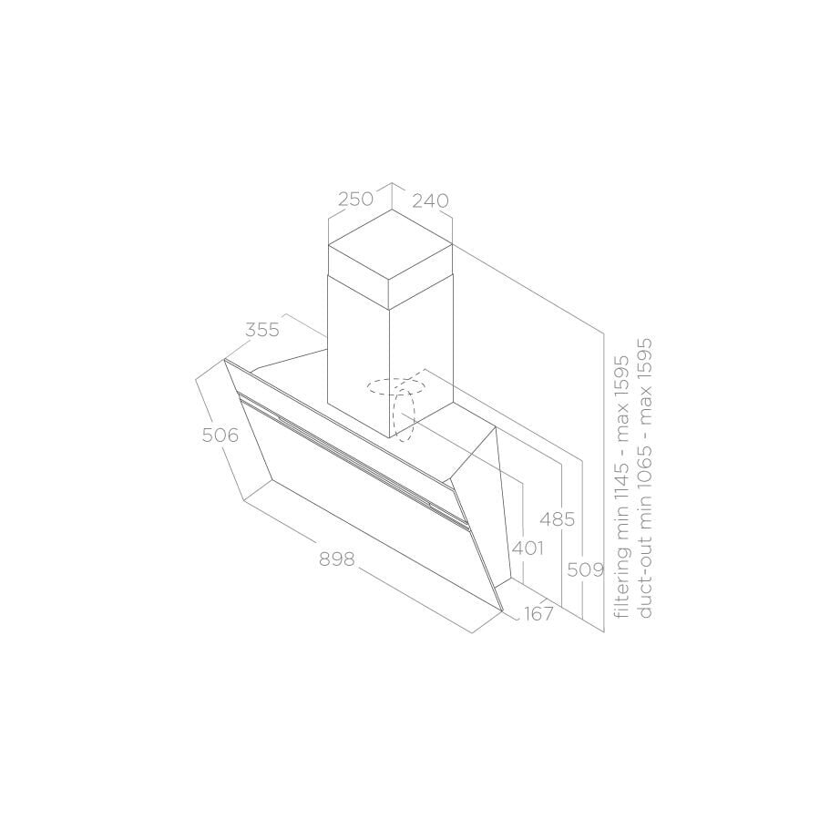 Bản vẽ kỹ thuật máy hút mùi áp tường ELICA STRIPE URBAN