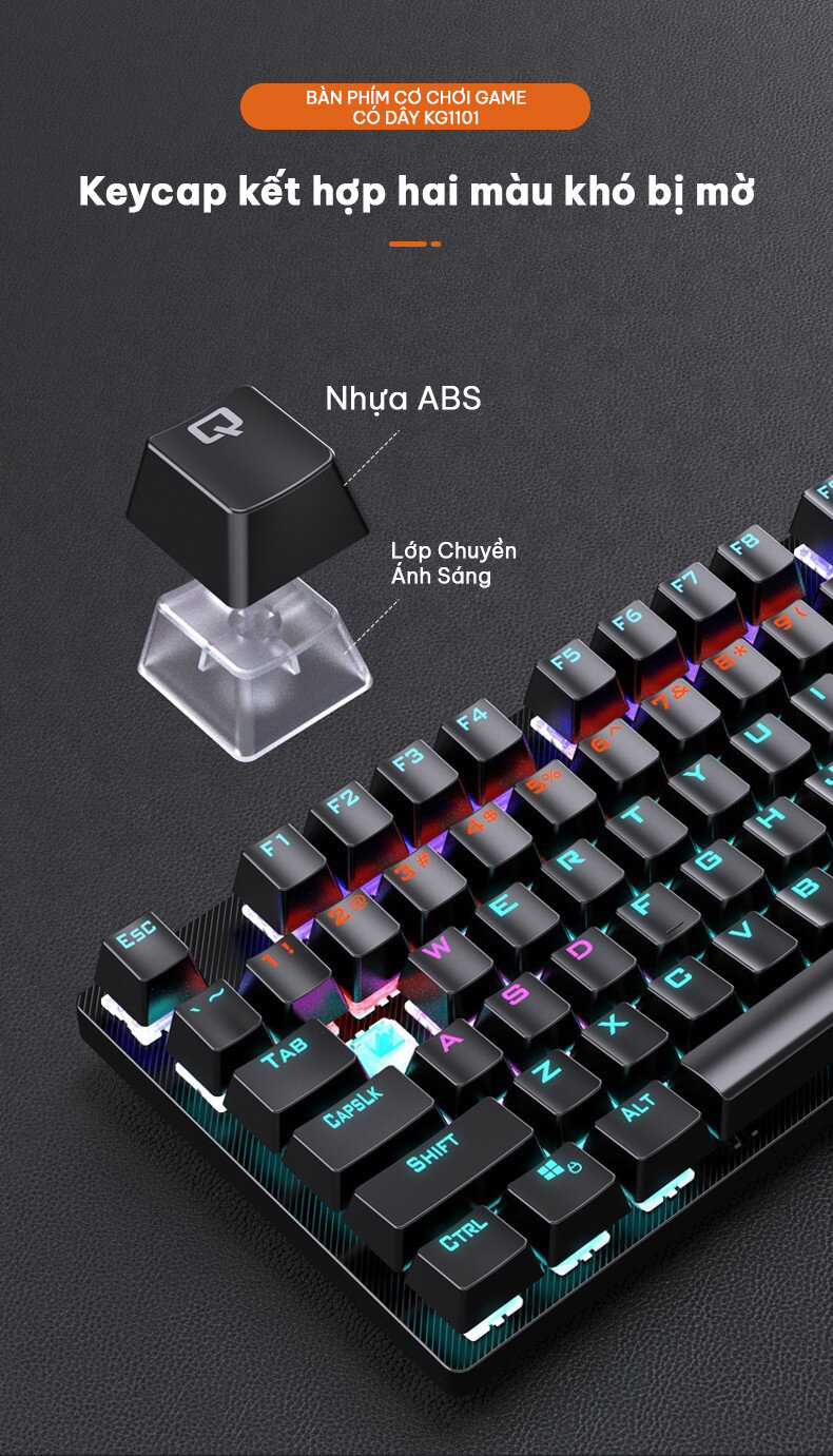 Bàn phím game Lecoo KG1101 RGB đen Blue sw (USB)