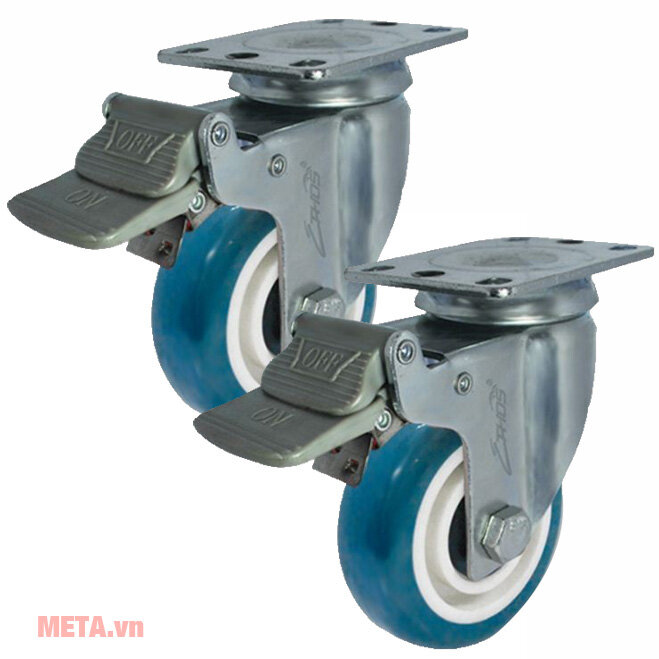 Combo 2 bánh xe đẩy PU xoay có phanh Ethos 273UBY125P01 (120kg)