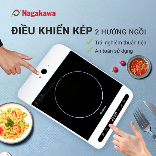 Bảng điều khiển của bếp từ đơn Nagakawa NAG0712 thiết kế 2 hướng