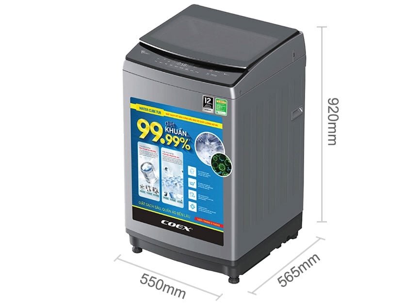 Kích thước máy giặt Coex TW-90CW1407IGB máy giặt Coex TW-90CW1407IGB