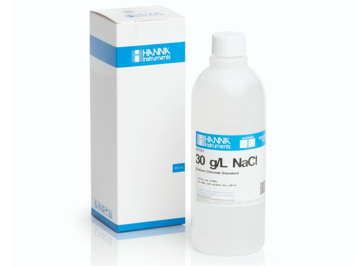 Dung dịch hiệu chuẩn Natri Clorua 30 g/L, 500 mL Hanna HI7081L Dung dịch hiệu chuẩn Natri Clorua 30 g/L, 500 mL Hanna HI7081L