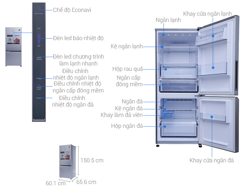 Tủ lạnh Panasonic 255 lít NR-BV289XSVN
