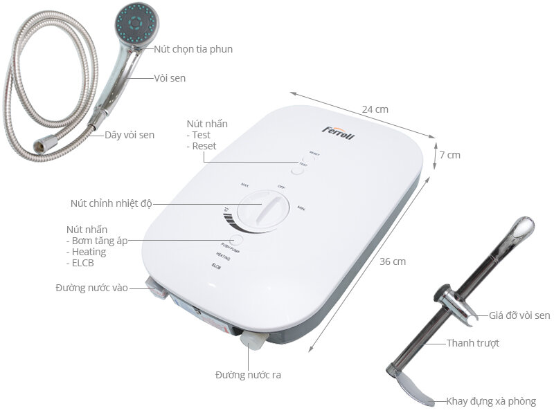 Máy nước nóng Ferroli DIVO SSP 4.5 kW