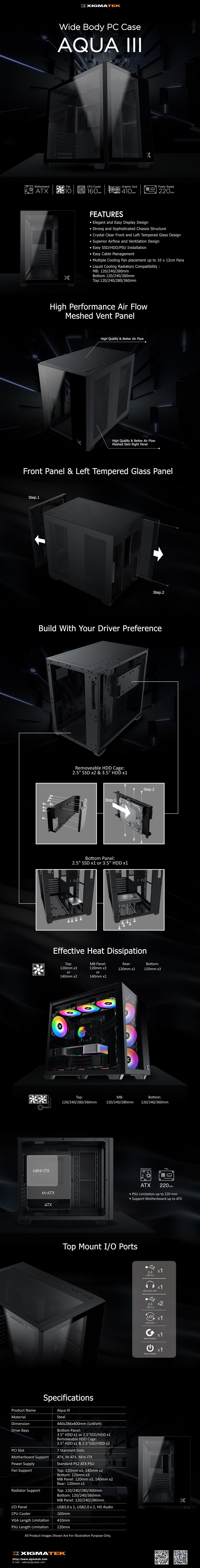 Vỏ case XIGMATEK AQUA III (EN0815) BLACK  (Mid Tower/Màu Đen)