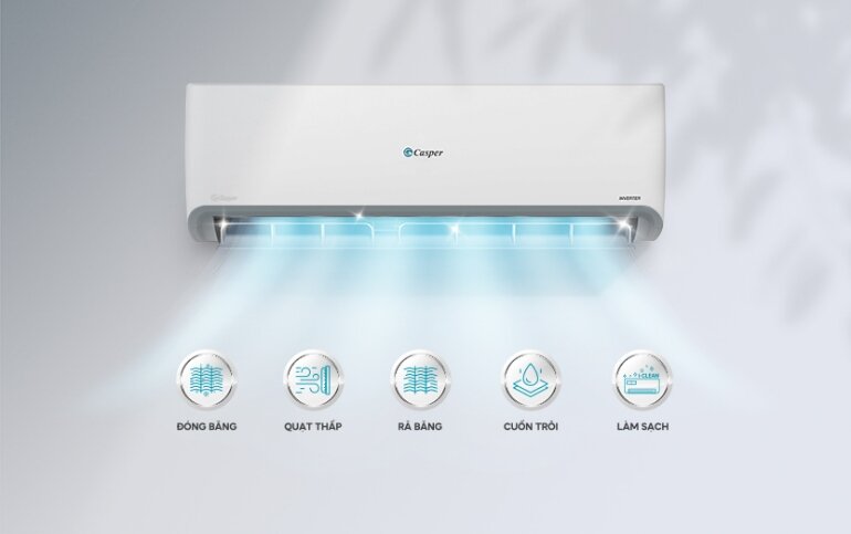 Điều hòa Casper Inverter 18000 BTU 1 chiều GC-18IS33 chế độ tự động làm sạch