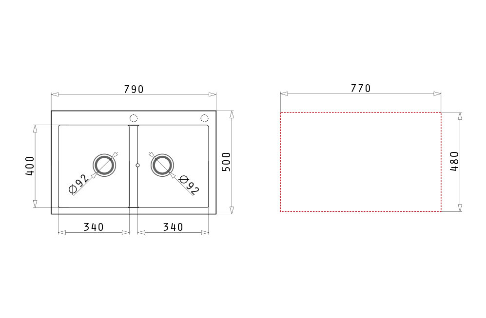Bản vẽ kỹ thuật chậu rửa bát PYRAMIS Pyragranite Alazia 2B Iron Grey