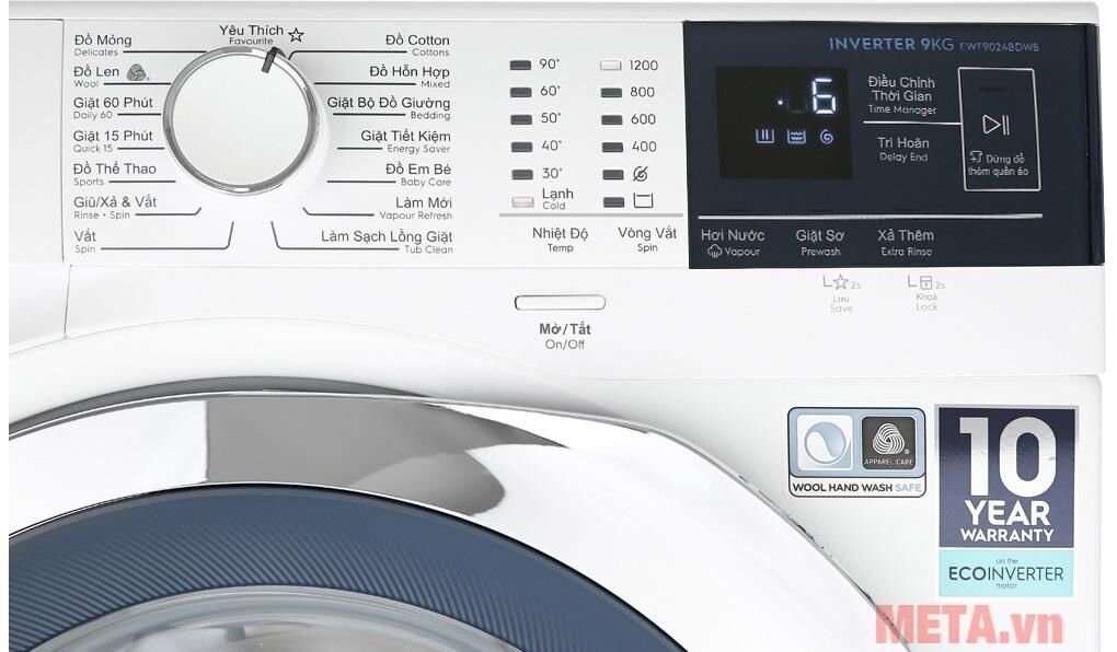 Máy giặt Electrolux Inverter 9kg EWF9024BDWB (Mẫu 2019)