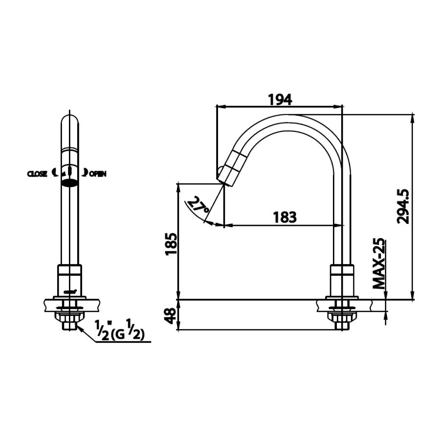 Bản vẽ kỹ thuật vòi lavabo lạnh COTTO CT1063
