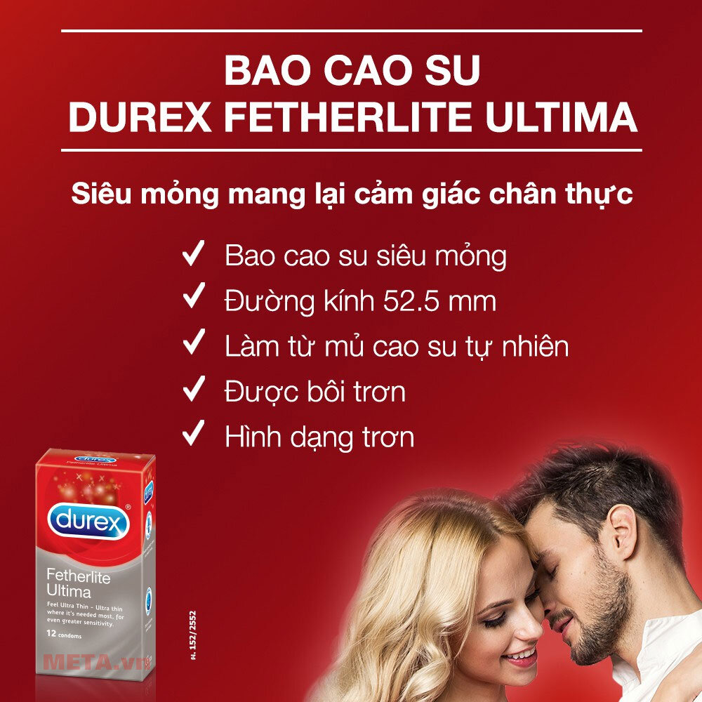 Bao cao su siêu mỏng Durex Fetherlite Ultima (hộp 12 chiếc)