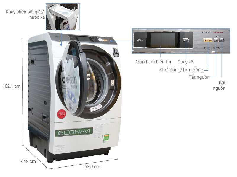 Máy giặt Panasonic 10 kg NA-VX93GLWVT