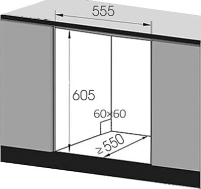 Kích thước lắp đặt máy rửa chén bát Texgio TG-DTW558