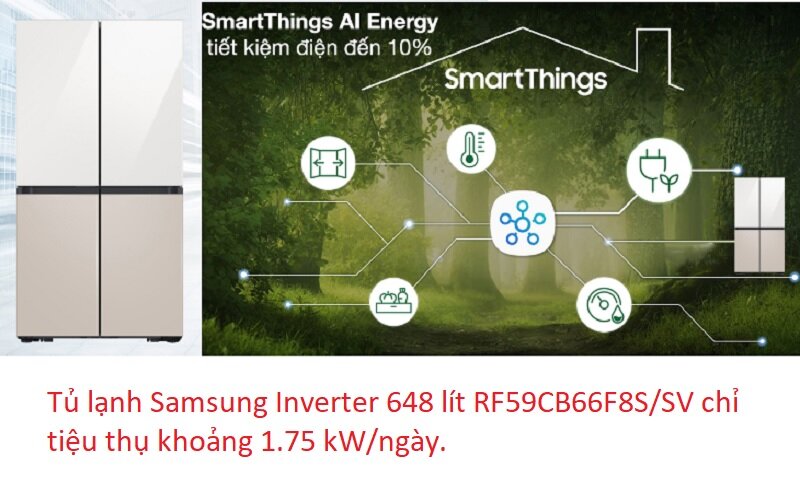 Khả năng tiết kiệm điện của tủ lạnh Samsung Inverter 648 lít RF59CB66F8S/SV