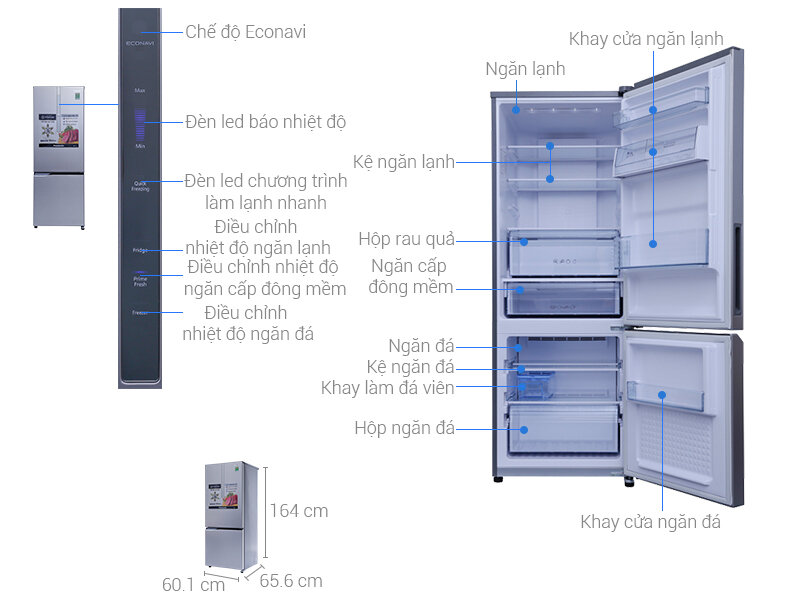 Tủ lạnh Panasonic 290 lít NR-BV329XSVN