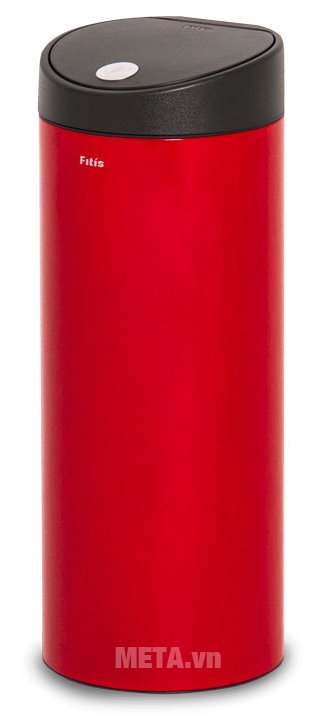 Thùng rác inox nhấn tròn lớn Fitis RTL1-906 (15 lít, màu đỏ)