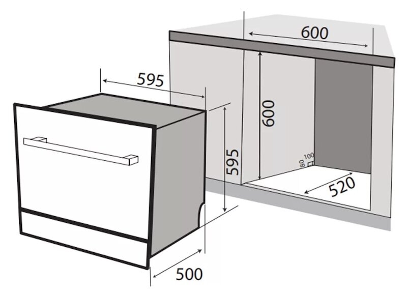 Máy rửa bát Kaff KF-BIV810S có thể lắp đặt âm tủ