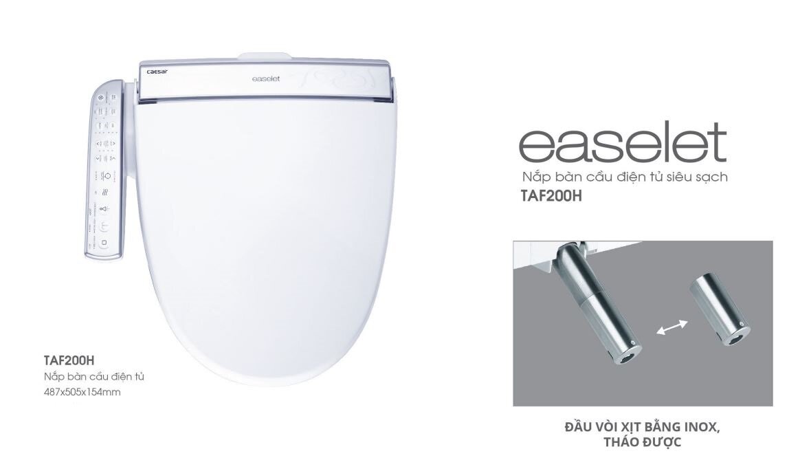 Thông tin sản phẩm nắp bồn vệ sinh thông minh CAESAR TAF200H