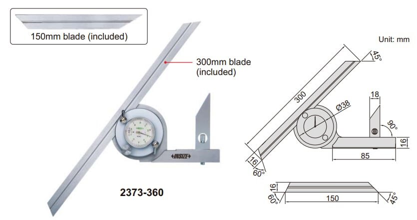 Thước đo góc đồng hồ Insize 2373-360 Thước đo góc đồng hồ Insize 2373-360