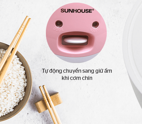 Sunhouse SHD8607W có 2 chế độ là nấu và giữ ấm Sunhouse SHD8607W có 2 chế độ là nấu và giữ ấm