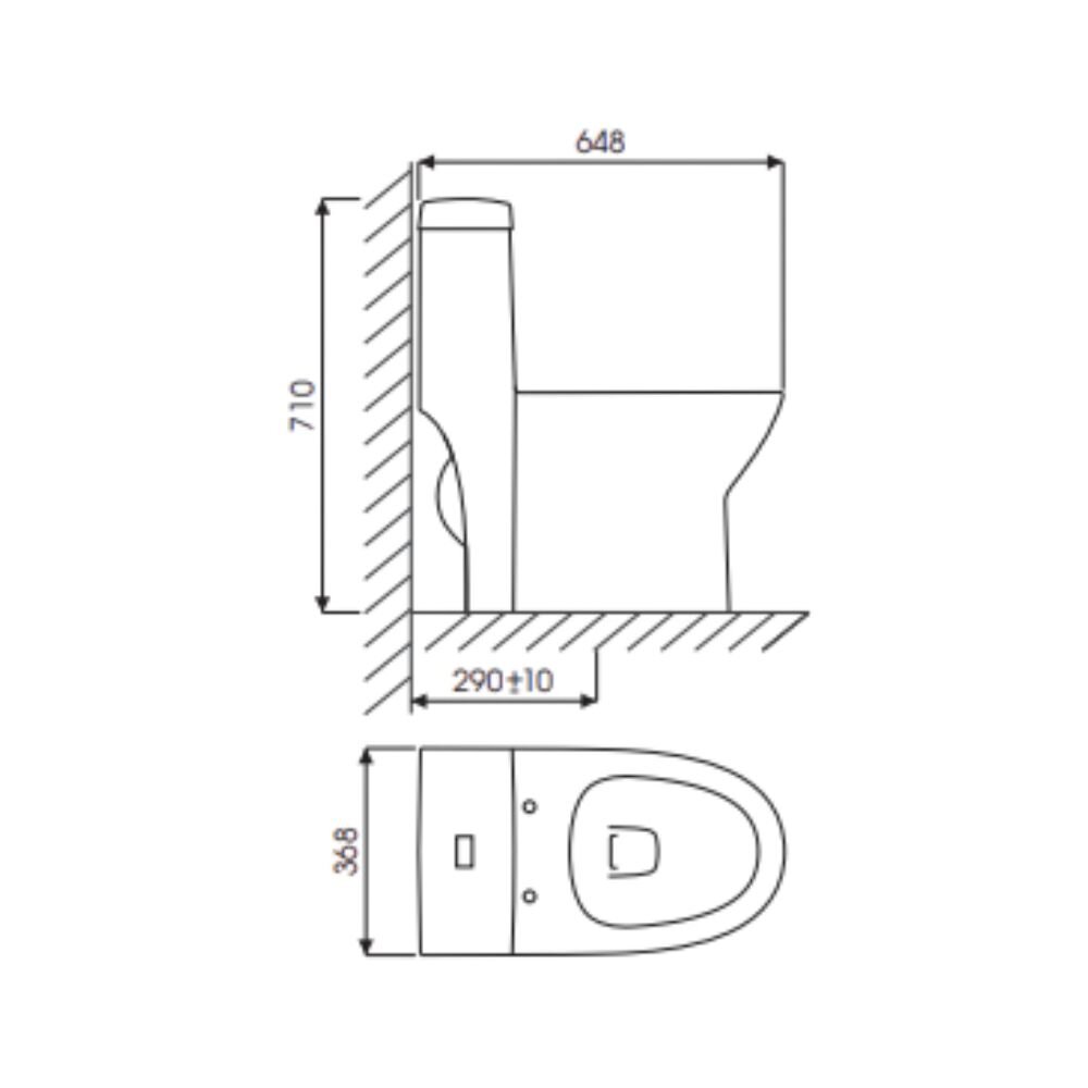 Bản vẽ kỹ thuật bồn cầu 1 khối Water Thiên Thanh CK67