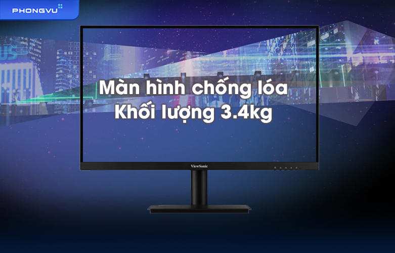 Màn hình Viewsonic VA2406H sở hữ kích thước vừa đủ, màn hình phẳng chống lóa