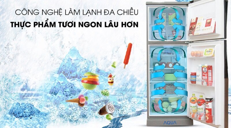 Hệ thống làm lạnh đa chiều hiện đại - Tủ lạnh Aqua 186 lít AQR-U205BN
