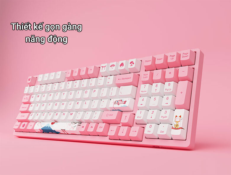 Bàn phím cơ Akko 3098 World Tour Tokyo (Akko Pink Switch V2) | Thiết kế gọn gàng năng động