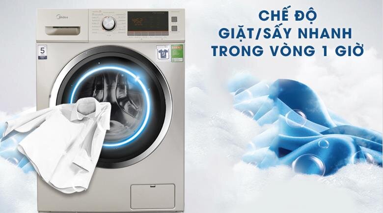 Máy giặt 9 kg Midea MFC90-D1401 Sấy 6kg Giặt nước nóng
