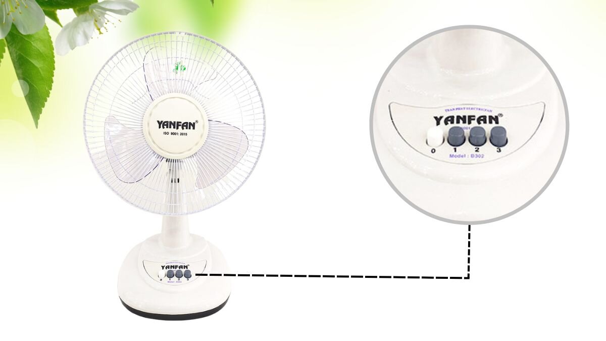 Nút nhấn dễ dàng điều chỉnh quạt bàn Yanfan B302