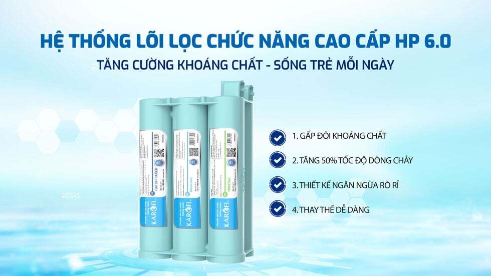 Máy lọc nước RO Karofi bổ sung thêm khoáng chất Máy lọc nước RO Karofi