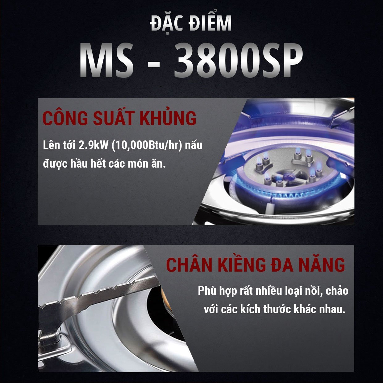 Maxsun MS-3800SP có kiềng bếp chắc chắn Maxsun MS-3800SP