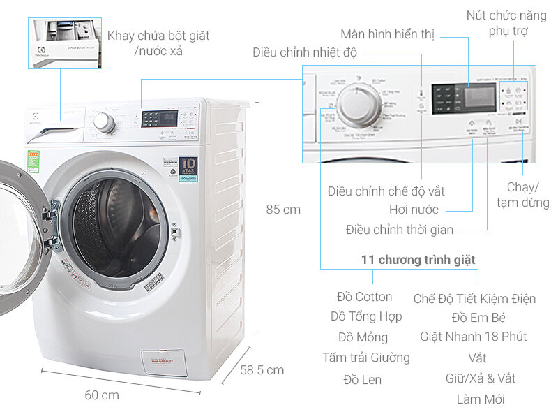 Máy giặt Electrolux Inverter 8 kg EWF12853 Máy giặt Electrolux Inverter 8 kg EWF12853