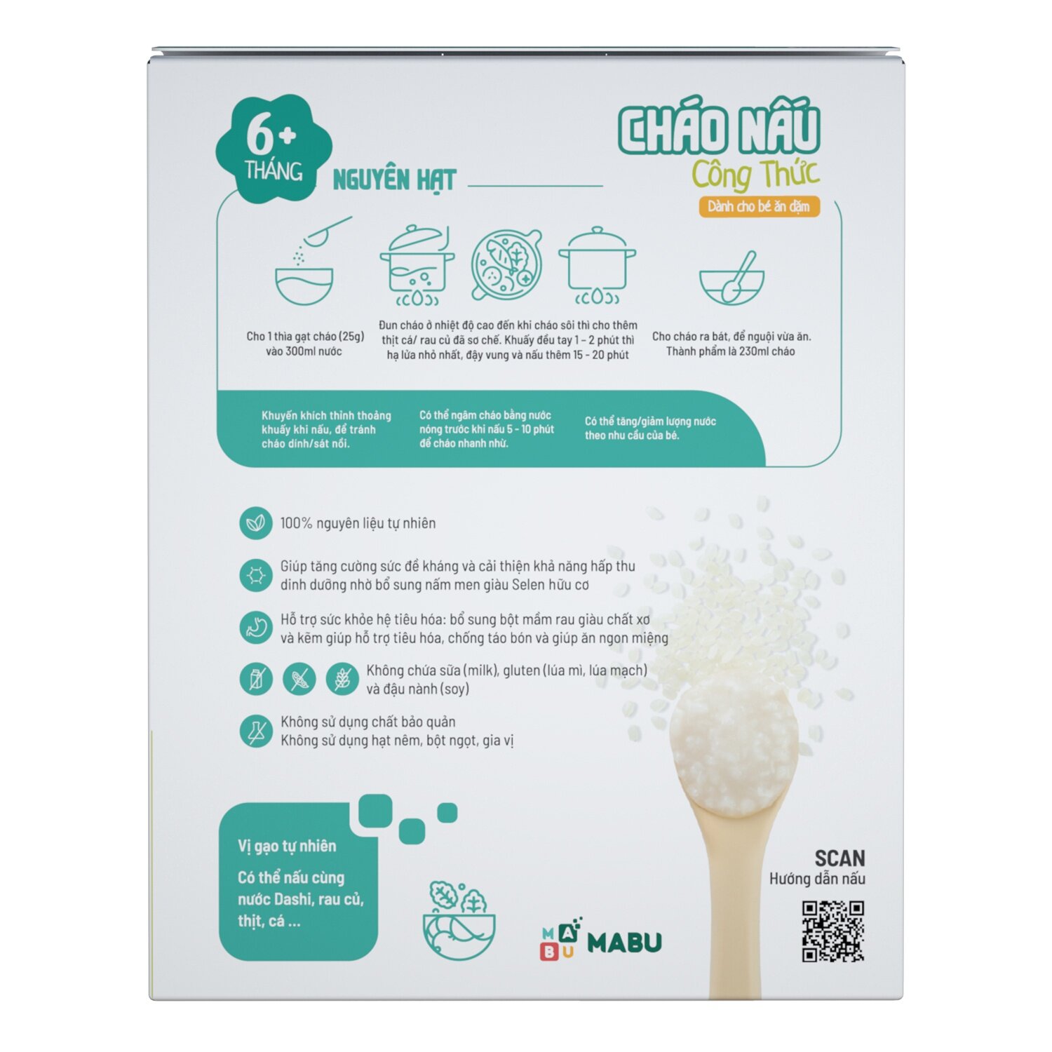 Hướng dẫn nấu cháo ăn dặm nguyên hạt Mabu 400g