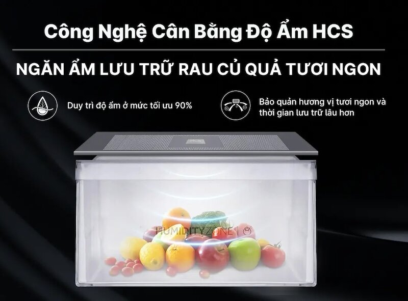 Tủ lạnh Aqua AQR-S682XA(SLB) thiết kế ngăn rau HCS (ảnh: Aqua).