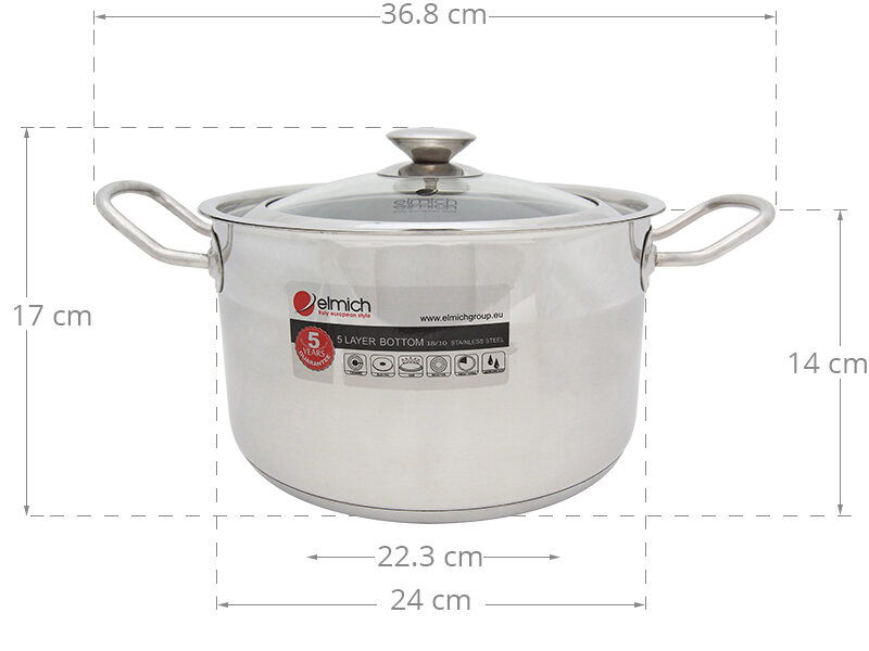 Nồi inox 5 đáy 24 cm Elmich Luxor Nồi inox 5 đáy 24 cm Elmich Luxor