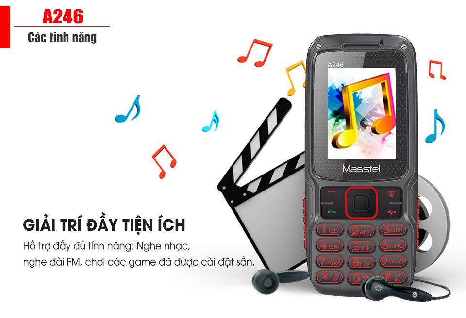 Điện thoại Masstel A246 Black