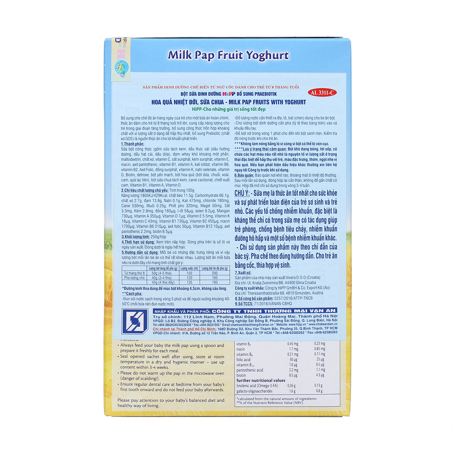  Bột ăn dặm HiPP sữa chua hoa quả nhiệt đới cho bé từ 8 tháng