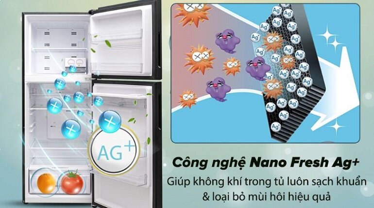 Tủ lạnh Aqua Inverter 318 lít T369FA(WGB) kháng khuẩn khử mùi mạnh mẽ với Nano Fresh Ag+